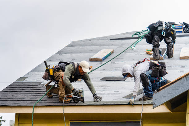 Professional Gutter Installation technician working in Bridgeport, WA